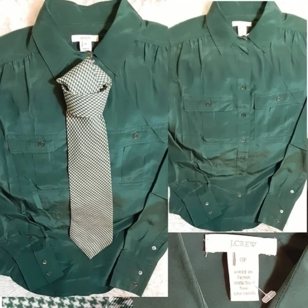 J. Crew Silk Safari Shirt & Houndstooth Silk Tie